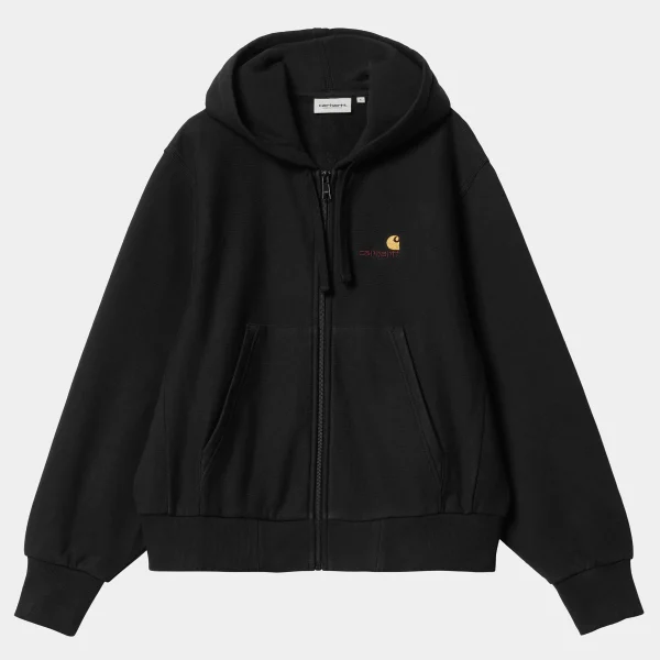 Carhartt WIP Sweats>W' Hooded American Script Jacket Black