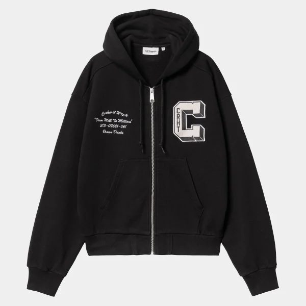 Carhartt WIP Sweats>W' Hooded Brown Ducks Sweat Jacket Black