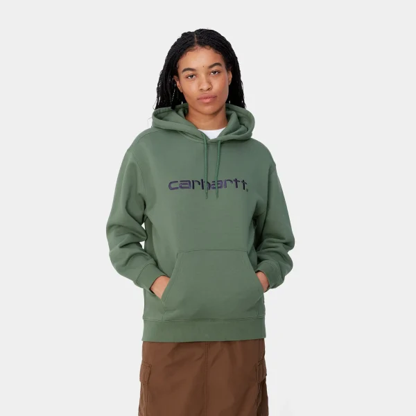 Carhartt WIP Sweats>W' Hooded Carhartt Sweatshirt Duck Green / Aura