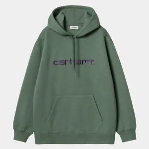 Carhartt WIP Sweats>W' Hooded Carhartt Sweatshirt Duck Green / Aura