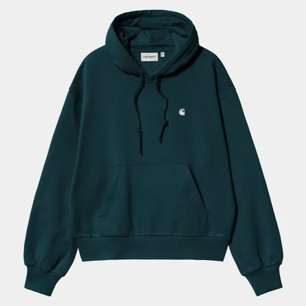 Carhartt WIP Sweats>W' Hooded Casey Sweatshirt Duck Blue / Silver