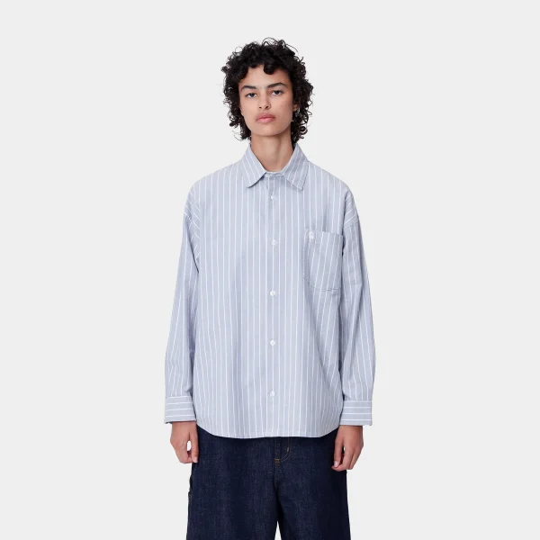 Carhartt WIP Hemden>W' L/S Dowlen Shirt Dowlen Stripe, Bleach / White