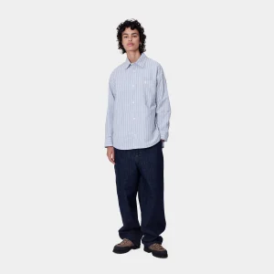 Carhartt WIP Hemden>W' L/S Dowlen Shirt Dowlen Stripe, Bleach / White