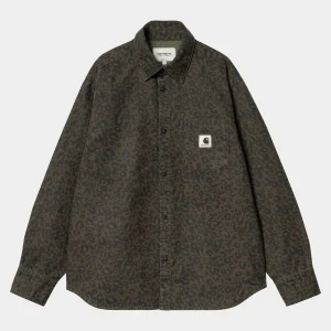 Carhartt WIP Hemden | Denim>W' L/S Leo Shirt Camo Leo, Tamarind / Office Green