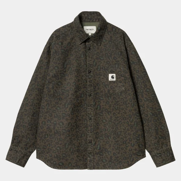 Carhartt WIP Hemden | Denim>W' L/S Leo Shirt Camo Leo, Tamarind / Office Green