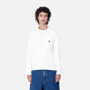 Carhartt WIP T-Shirts>W' L/S Pocket T-Shirt White