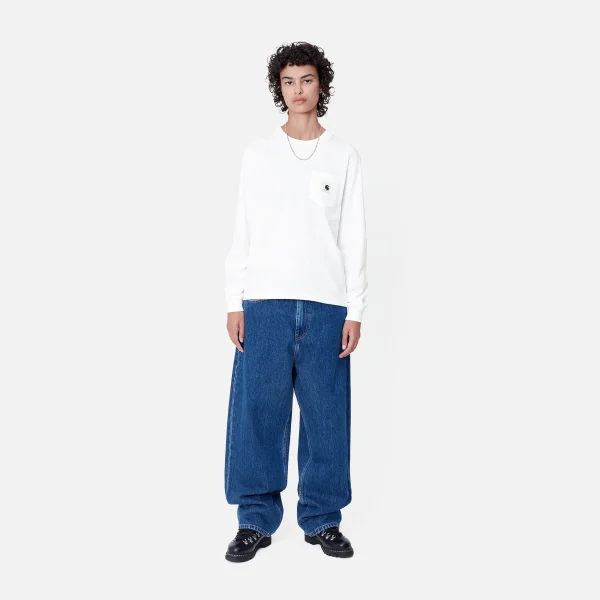 Carhartt WIP T-Shirts>W' L/S Pocket T-Shirt White