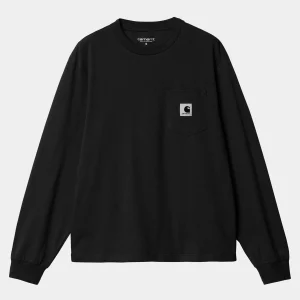 Carhartt WIP T-Shirts>W' L/S Pocket T-Shirt Black