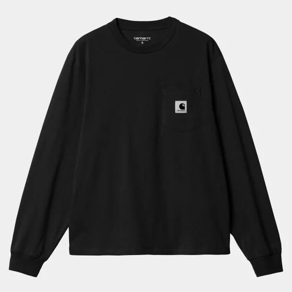 Carhartt WIP T-Shirts>W' L/S Pocket T-Shirt Black