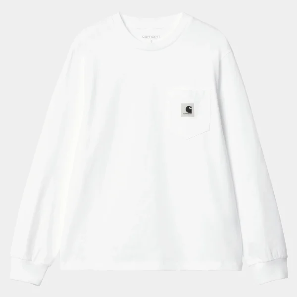 Carhartt WIP T-Shirts>W' L/S Pocket T-Shirt White