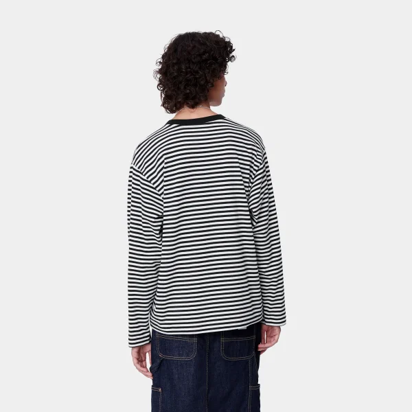 Carhartt WIP T-Shirts>W' L/S Verner T-Shirt Verner stripe, Black / Wax