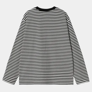 Carhartt WIP T-Shirts>W' L/S Verner T-Shirt Verner stripe, Black / Wax