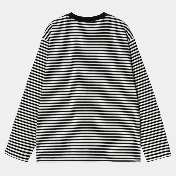 Carhartt WIP T-Shirts>W' L/S Verner T-Shirt Verner stripe, Black / Wax