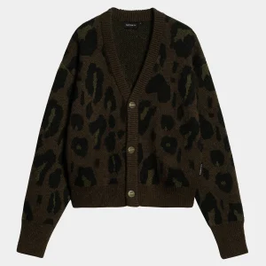 Carhartt WIP Strick>W' Merton Cardigan Camo Leo Jacquard, Tamarind