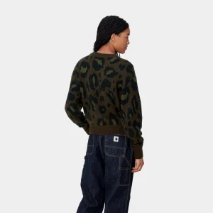 Carhartt WIP Strick>W' Merton Sweater Camo Leo Jacquard, Tamarind