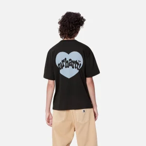 Carhartt WIP T-Shirts>W' S/S Amour T-Shirt Black / Misty Sky