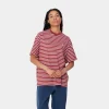 Carhartt WIP T-Shirts>W' S/S Bryna T-Shirt Bryna Stripe, Tuscany / White