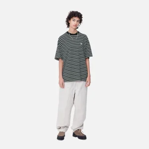 Carhartt WIP T-Shirts>W' S/S Bryna T-Shirt Bryna Stripe, Black / White