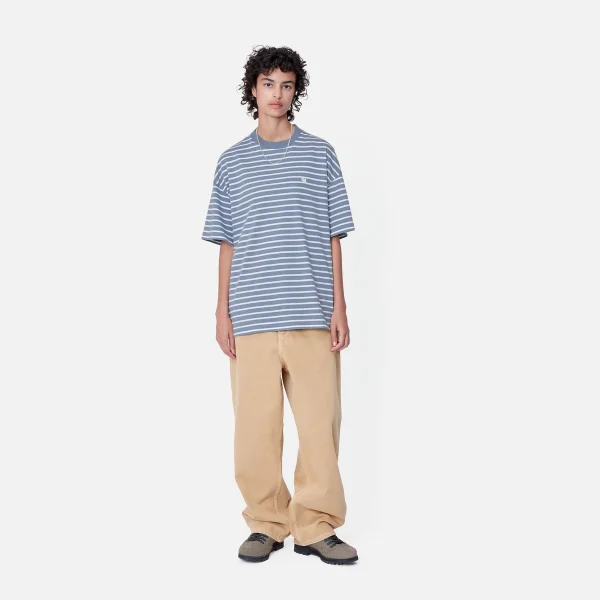 Carhartt WIP T-Shirts>W' S/S Bryna T-Shirt Bryna Stripe, Charm Blue / White