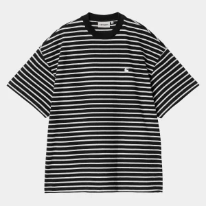 Carhartt WIP T-Shirts>W' S/S Bryna T-Shirt Bryna Stripe, Black / White