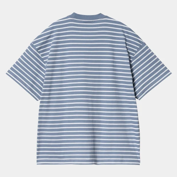 Carhartt WIP T-Shirts>W' S/S Bryna T-Shirt Bryna Stripe, Charm Blue / White