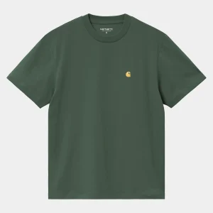 Carhartt WIP T-Shirts>W' S/S Chase T-Shirt Sycamore Tree / Gold