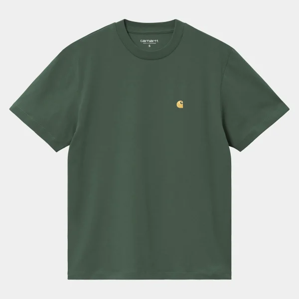 Carhartt WIP T-Shirts>W' S/S Chase T-Shirt Sycamore Tree / Gold