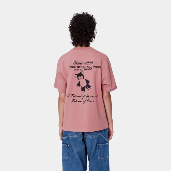 Carhartt WIP T-Shirts>W' S/S Exchange T-Shirt Dusty Rose / Black