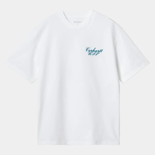 Carhartt WIP T-Shirts>W' S/S Exchange T-Shirt White / Blue