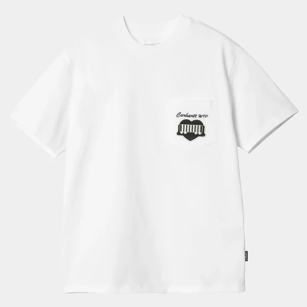 Carhartt WIP T-Shirts>W' S/S Heart Train Pocket T-S White