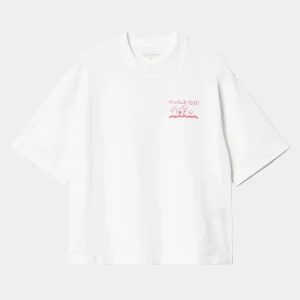 Carhartt WIP T-Shirts>W' S/S Kainosho T-Shirt White / Charm Pink