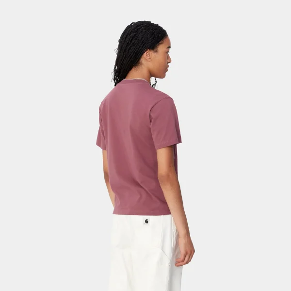 Carhartt WIP T-Shirts>W' S/S Pocket T-Shirt Dusty Fuchsia