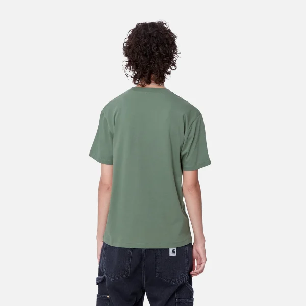 Carhartt WIP T-Shirts>W' S/S Script Embroidery T-Shirt Duck Green / Aura