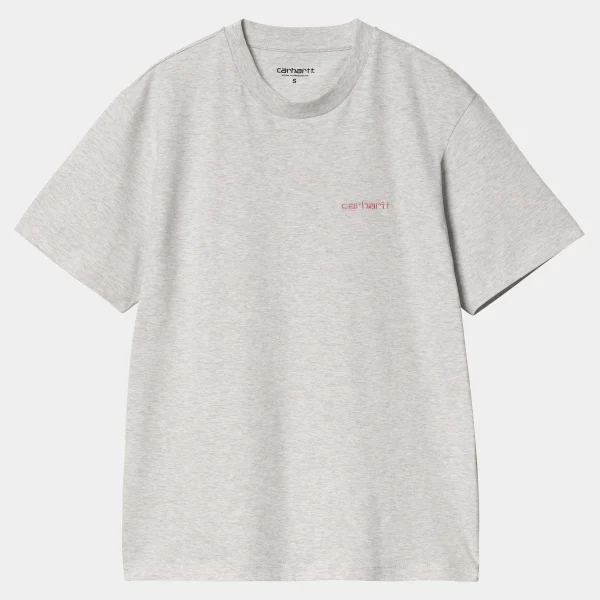 Carhartt WIP T-Shirts>W' S/S Script Embroidery T-Shirt Ash Heather / Dusty Rose