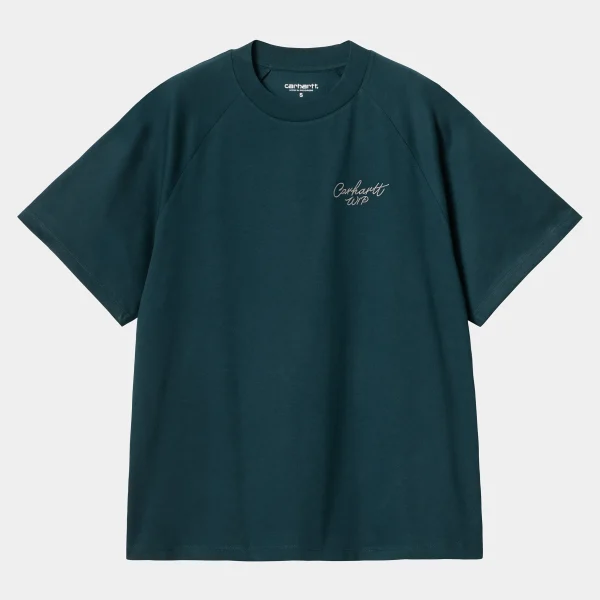 Carhartt WIP T-Shirts>W' S/S Signature T-Shirt Duck Blue / White