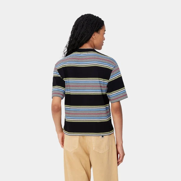 Carhartt WIP T-Shirts>W' S/S Snyder T-Shirt Snyder Stripe, Black