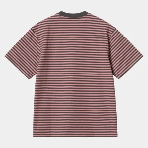 Carhartt WIP T-Shirts>W' S/S Verner T-Shirt Verner Stripe, Graphite / Dusty Rose